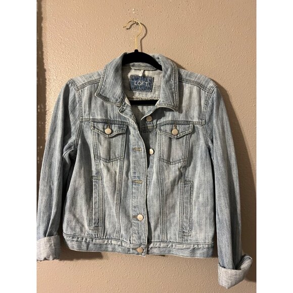 Ann Taylor LOFT  Womens Jacket Light Wash Blue S Small Jean Denim Classic - Picture 3 of 11